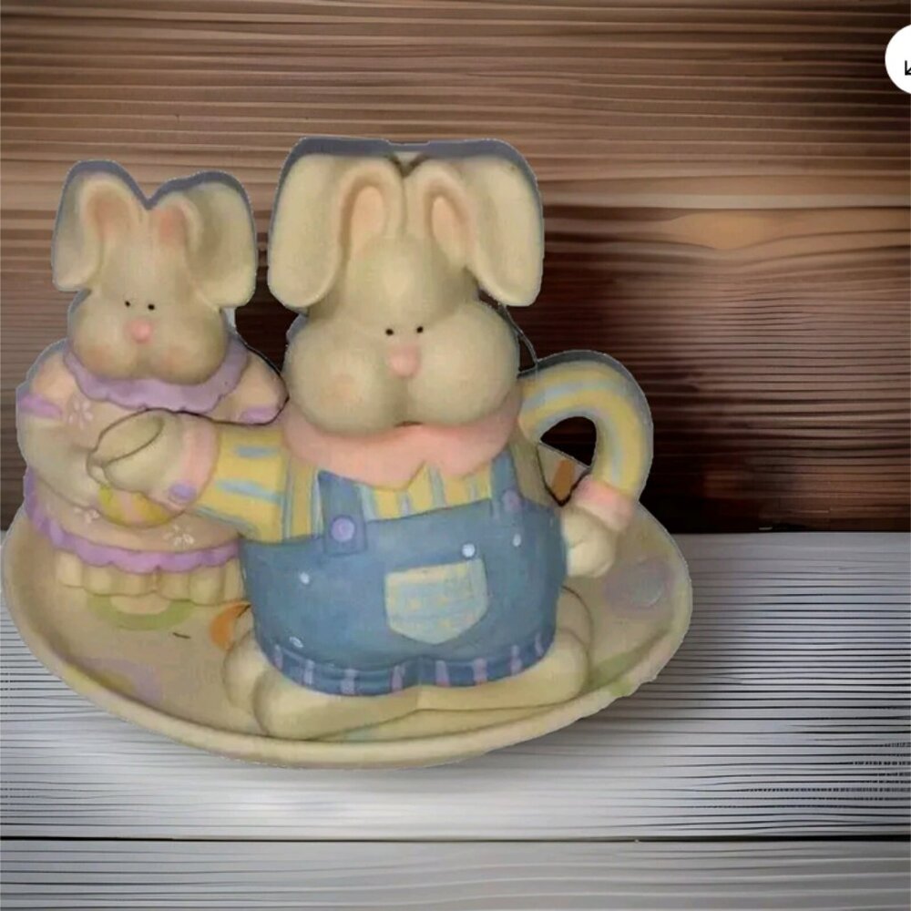 Easter Bunny Teapot Set Pastel Spring Rabbit Ceramic Colorful Holiday Décor - Picture 4 of 4